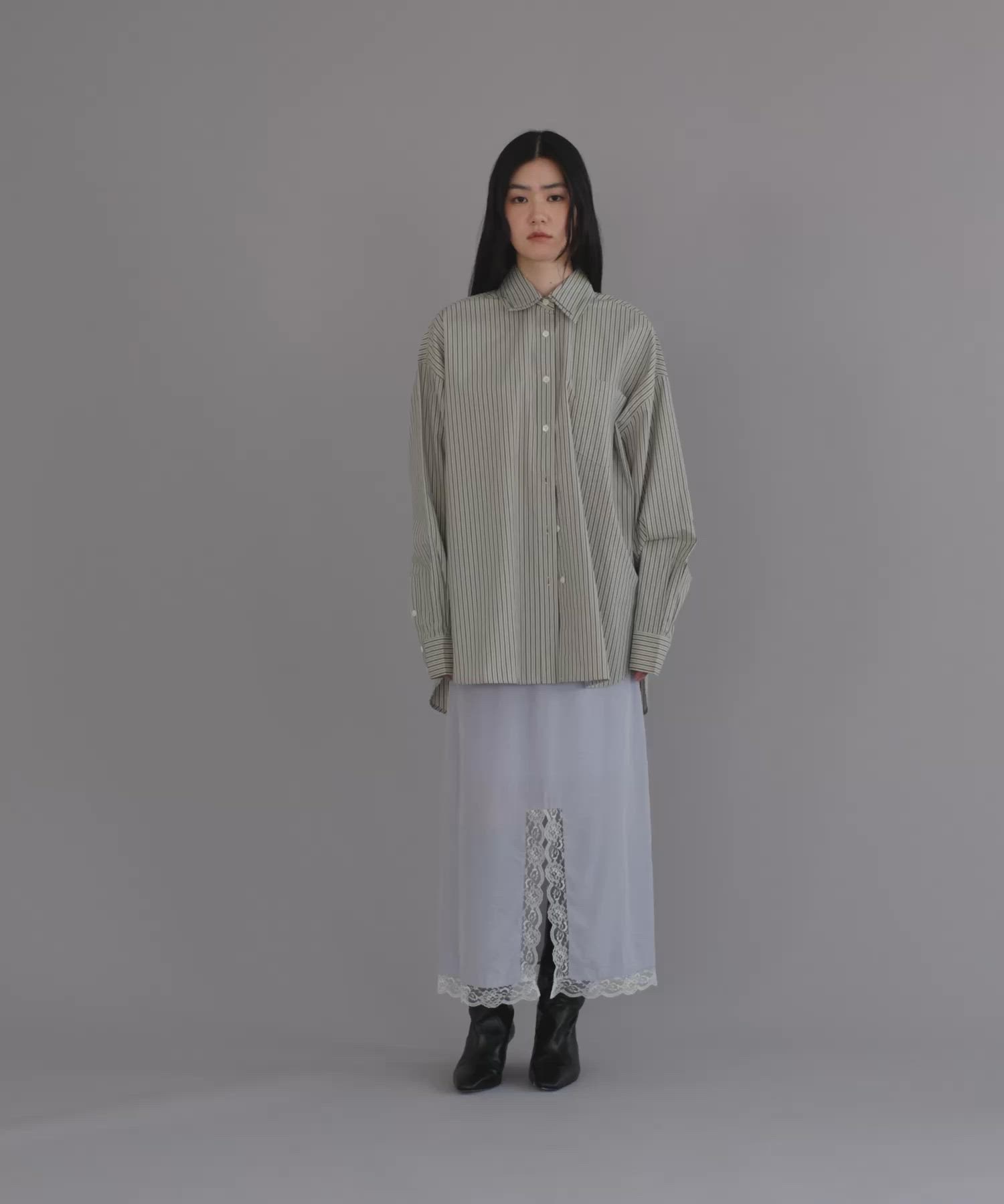 エンノイム　EN NEUME　シャツ　オーバーシャツ　ストライプ　ダブルカラー セール】Vintage Stripe Double Collar Over Shirts（シャツ/ブラウス