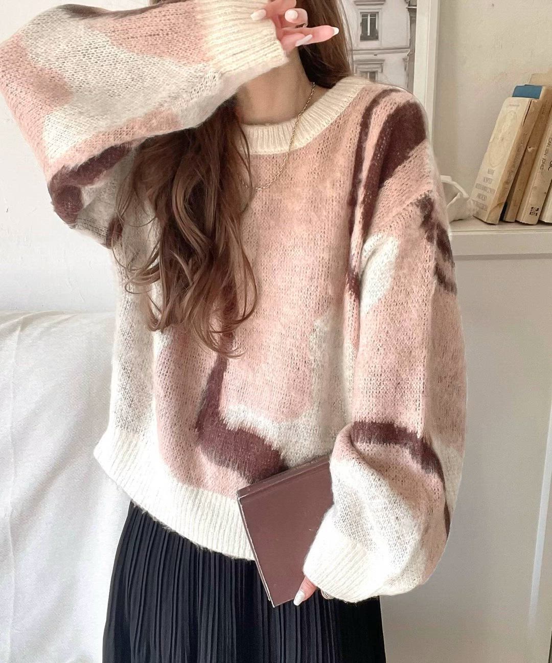 セール】1枚で映える主役級。 ウェーブ柄 ダブル ジャガード シャギー