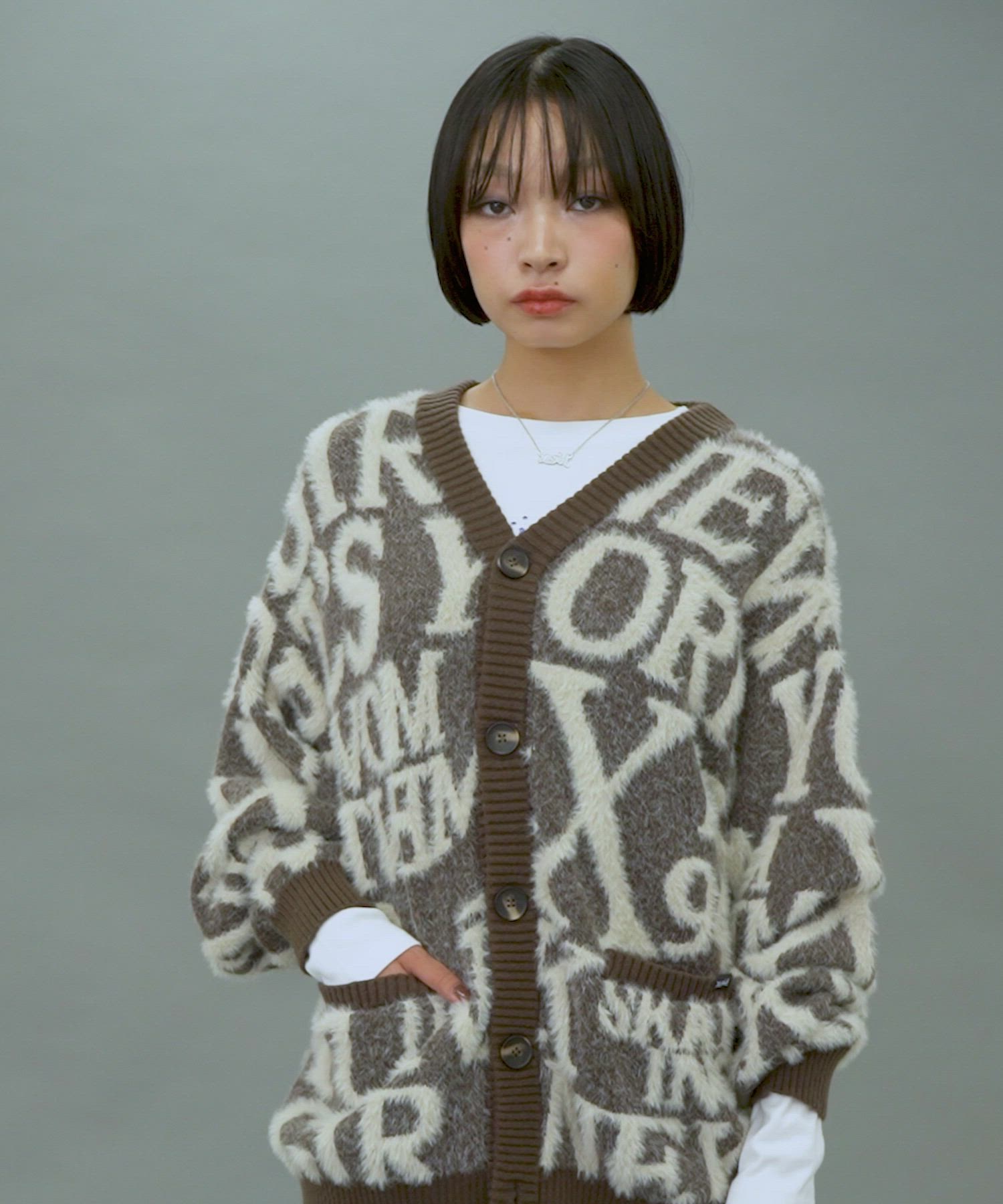 LOGO AND BUNNY JACQUARD KNIT CARDIGAN（カーディガン/ボレロ）｜X