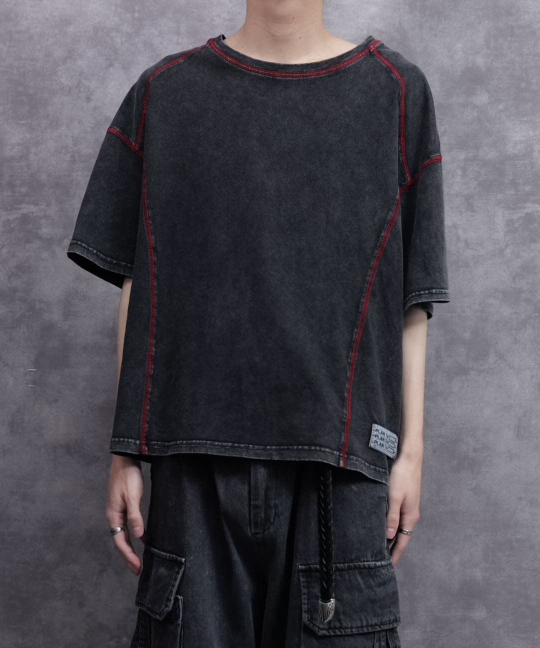 セール】Vintage Like Chemical Wash Color Stitch Tee - ヴィンテージ