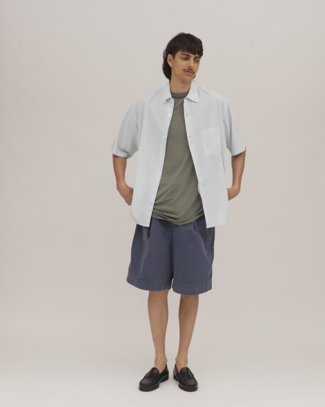Steven Alan＞ スラブ レギュラーカラー ショートスリーブ シャツ