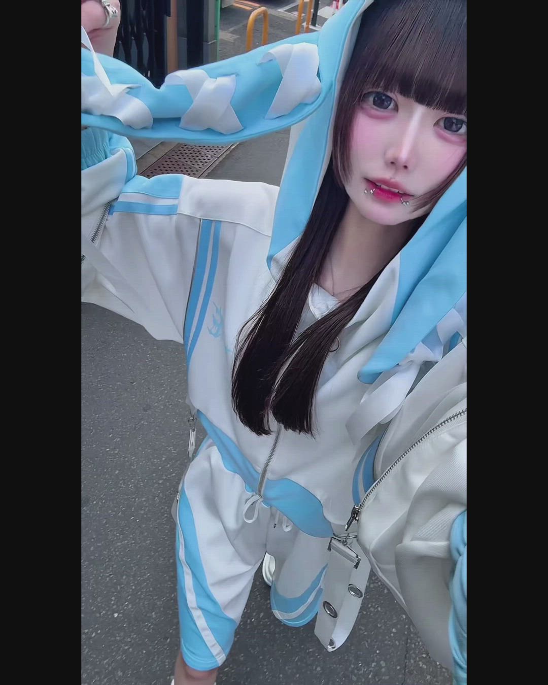 ウサギ耳バイカラージャージトップス（ジャージ）｜Amilige