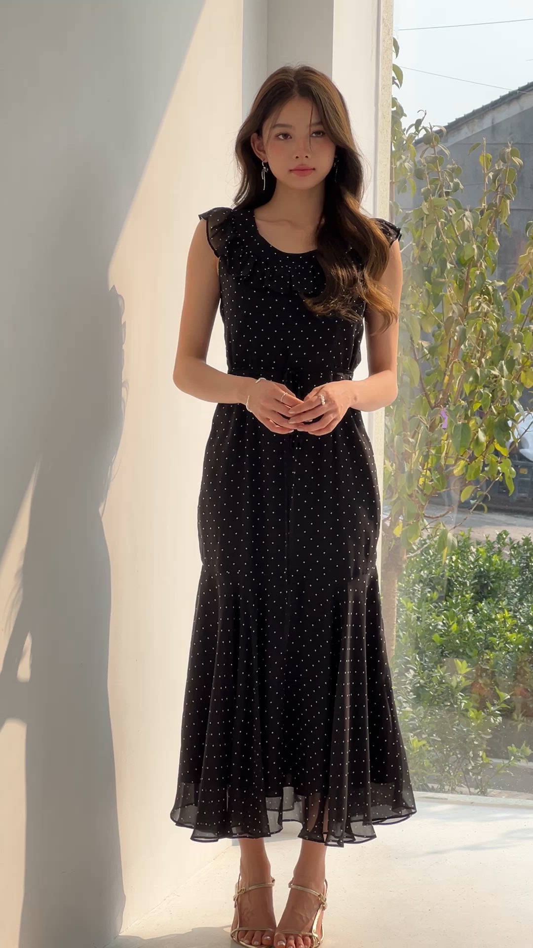 セール】ドットシフォンロング丈ワンピース（ワンピース）｜SAISON DE