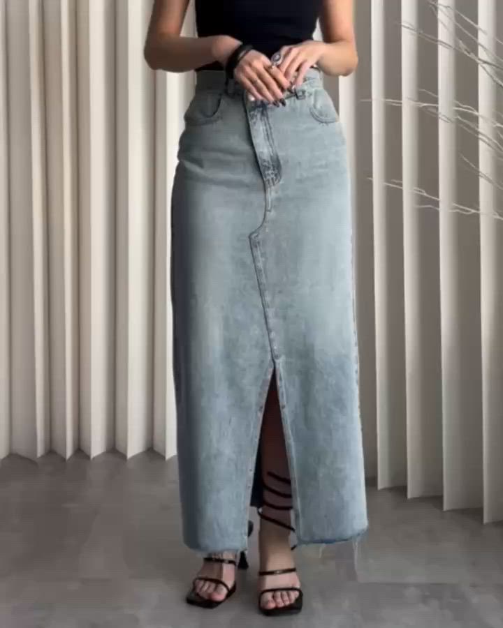 セール】【 YENNA Original Jeans 】クロスデザインスリットデニム