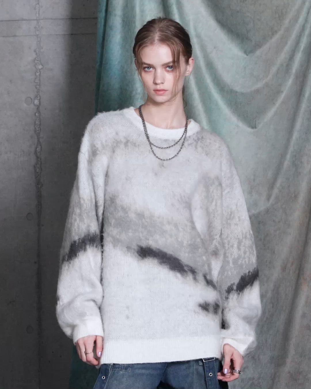 セール】【SERACE】Loose silhouette abstract shaggy knit / ルーズ