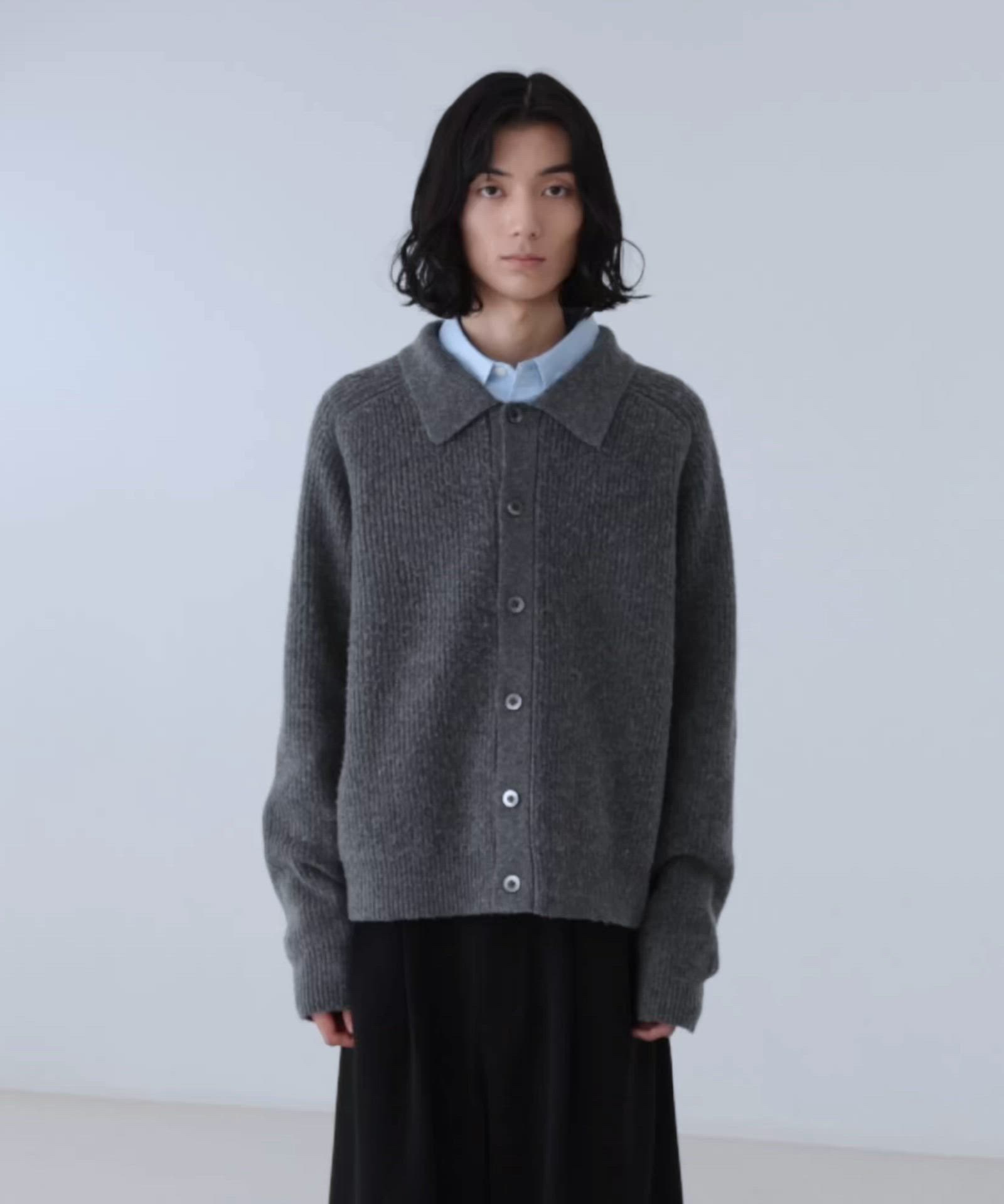 LUENNA】Collared Knit Polo Cardigan / 襟付き ニットポロ
