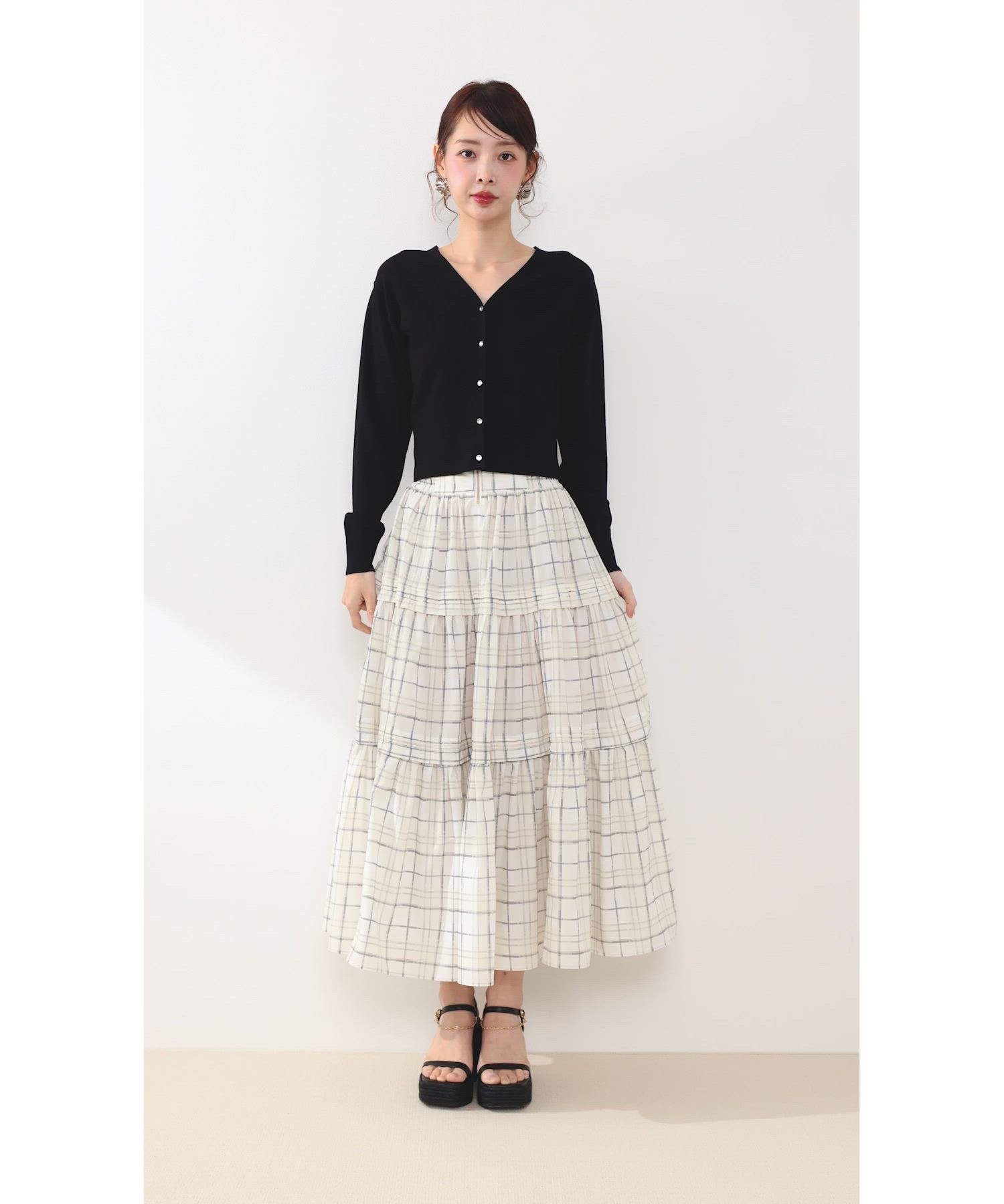 セール】ウエストシャーリングタックデザインフレアスカート 春服 夏服