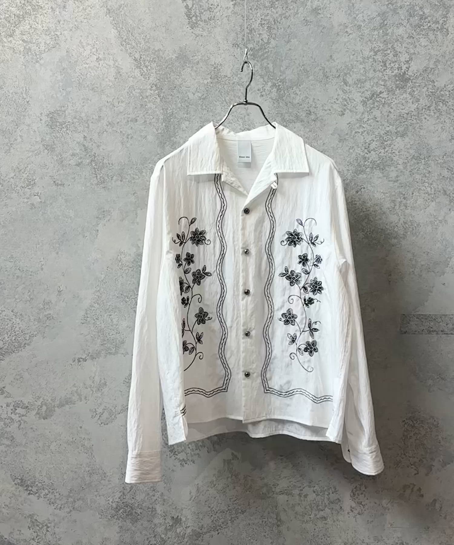セール】Flower embroidery shirts/フラワーエンブロイダリーシャツ