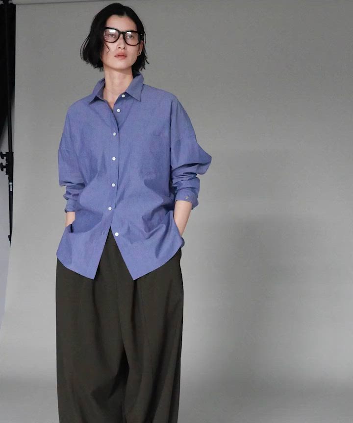 Curensology(カレンソロジー)＜&RC＞ビッグシャツ(サックスブルー) Curensology（カレンソロジー） ブラウス シャツ /「＆RC」ビッグ