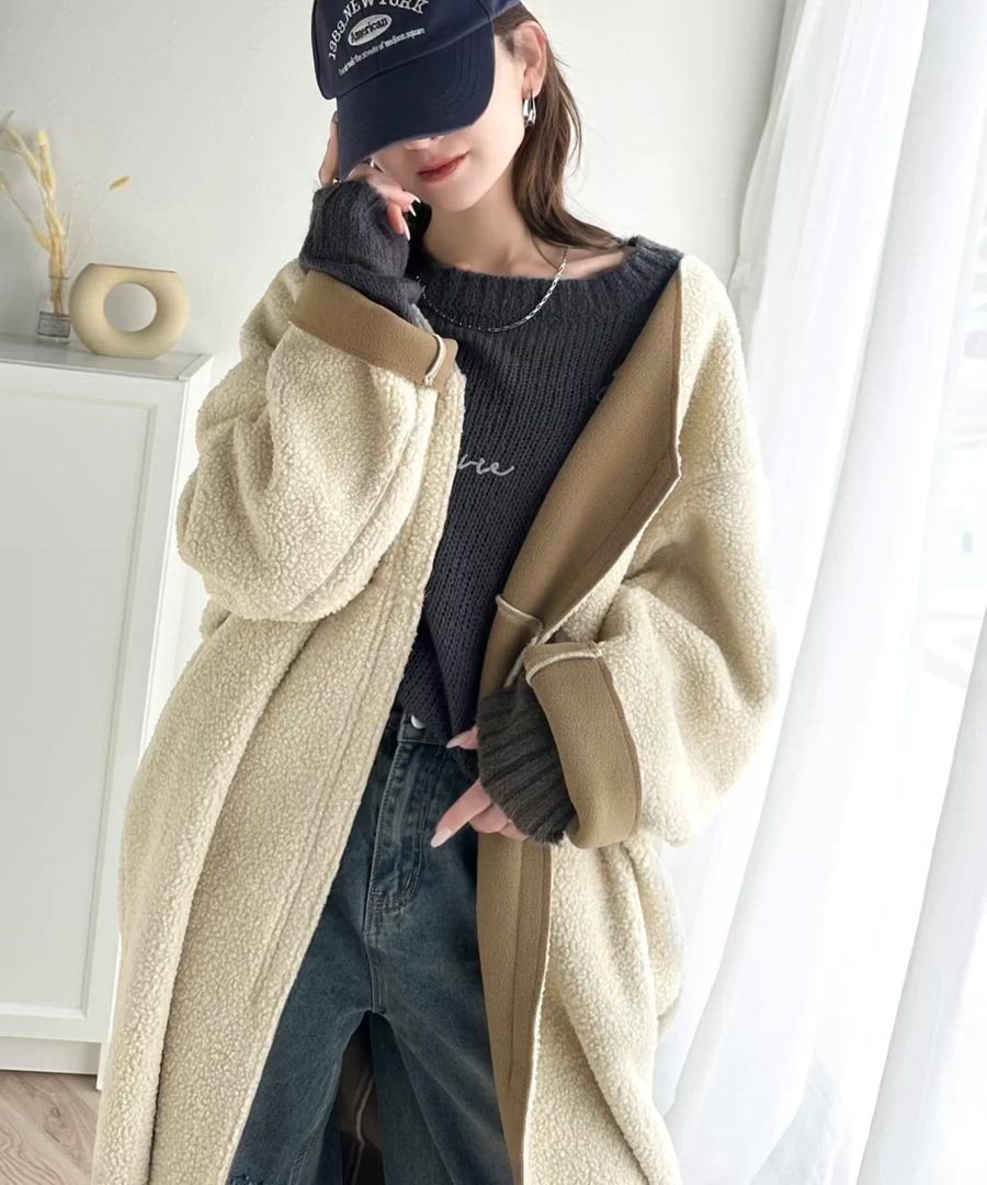 セール】これ一枚で暖かい×大人の抜け感。表ボア×裏フリースダブル