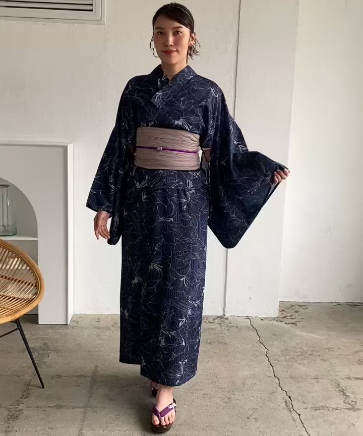高身長 ワンピース浴衣3点セット（羽織り＋キャミワンピース＋へこ帯