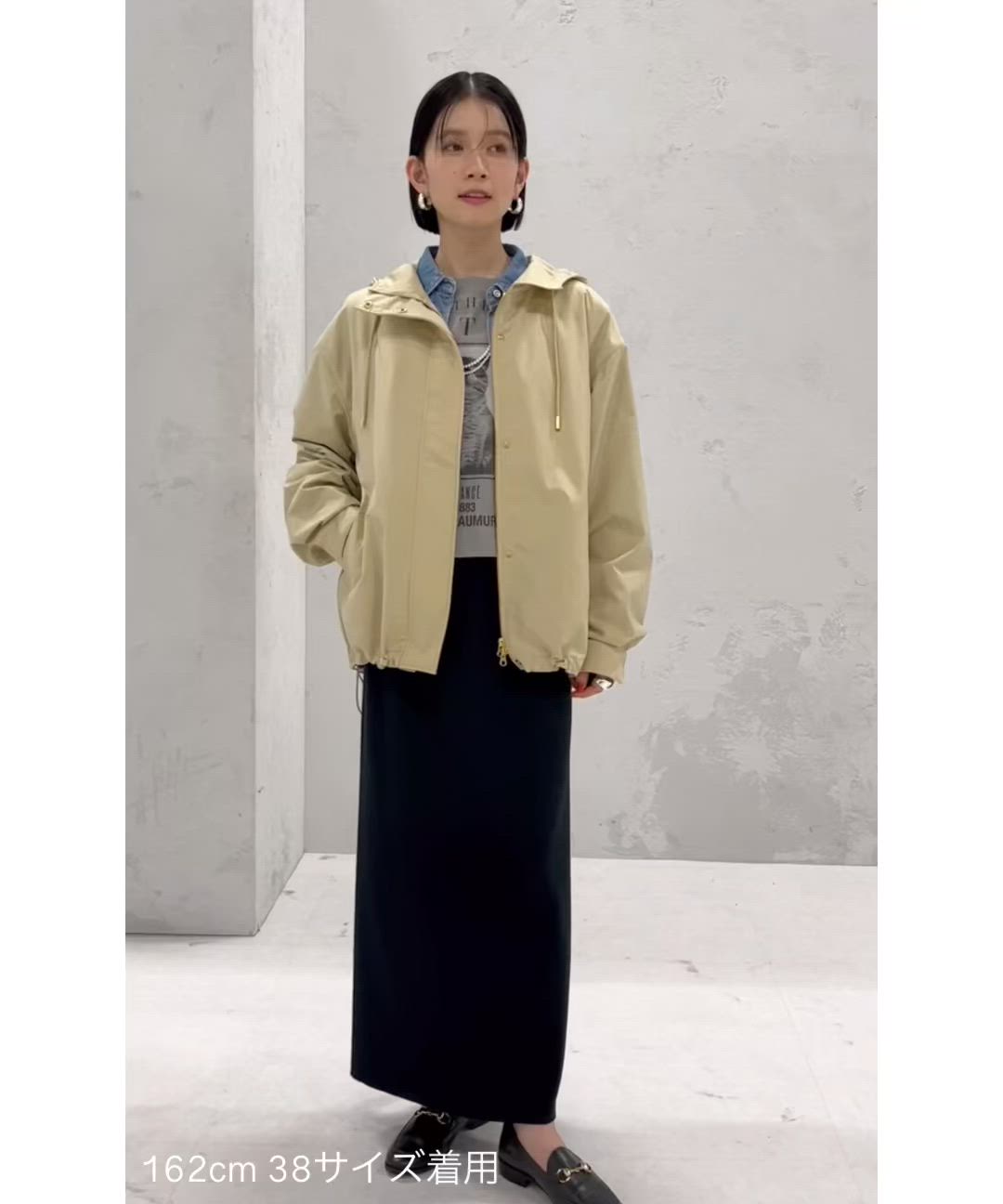 美品 アギュー　3way ロングマウンテンパーカー　キルティングベスト付 白 セール】ルーズフィットキルティングライナー付き3wayマウンテン