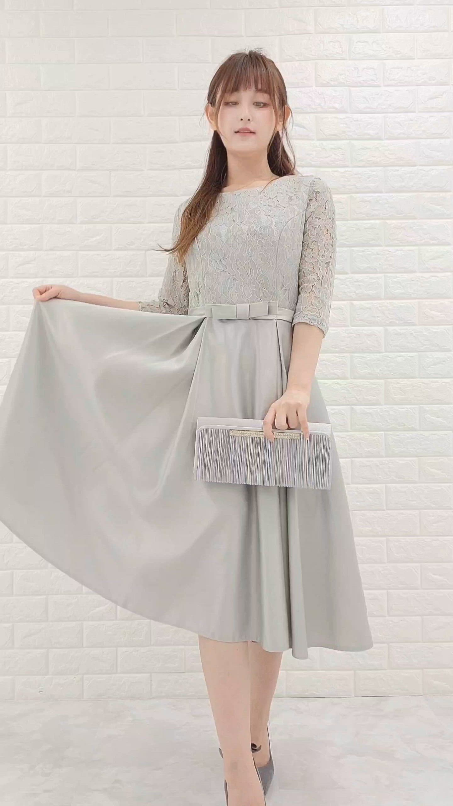 セール】ウエストリボン付き切り替えAラインワンピース・ドレス