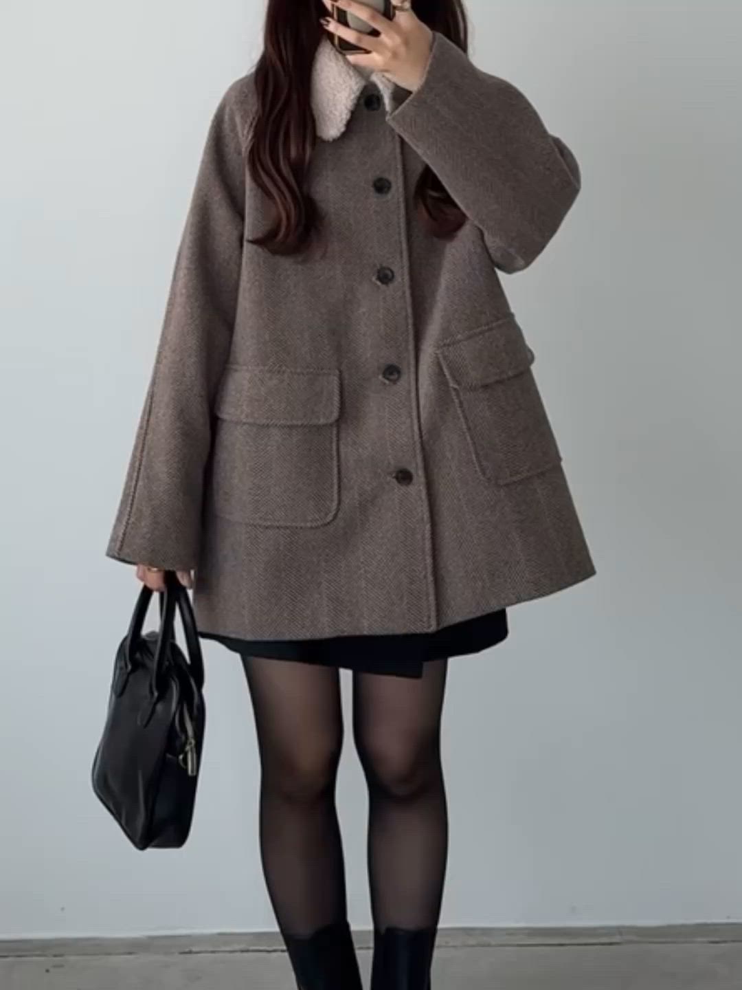 セール】ボアカラーミドルコート（ステンカラーコート）｜callautia