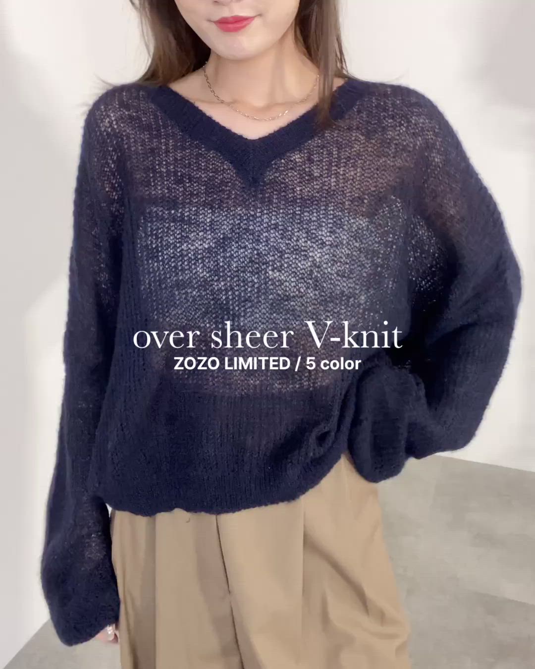 新色追加 / HIT ITEM!】オーバーシアーVニット 長袖 Vネック 透け感