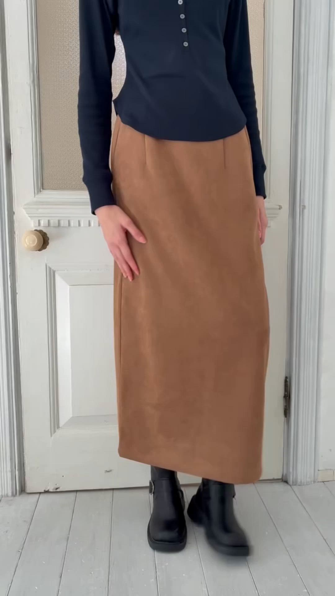 セール】スエードライクIラインタイトスカート/Suede-like I-line