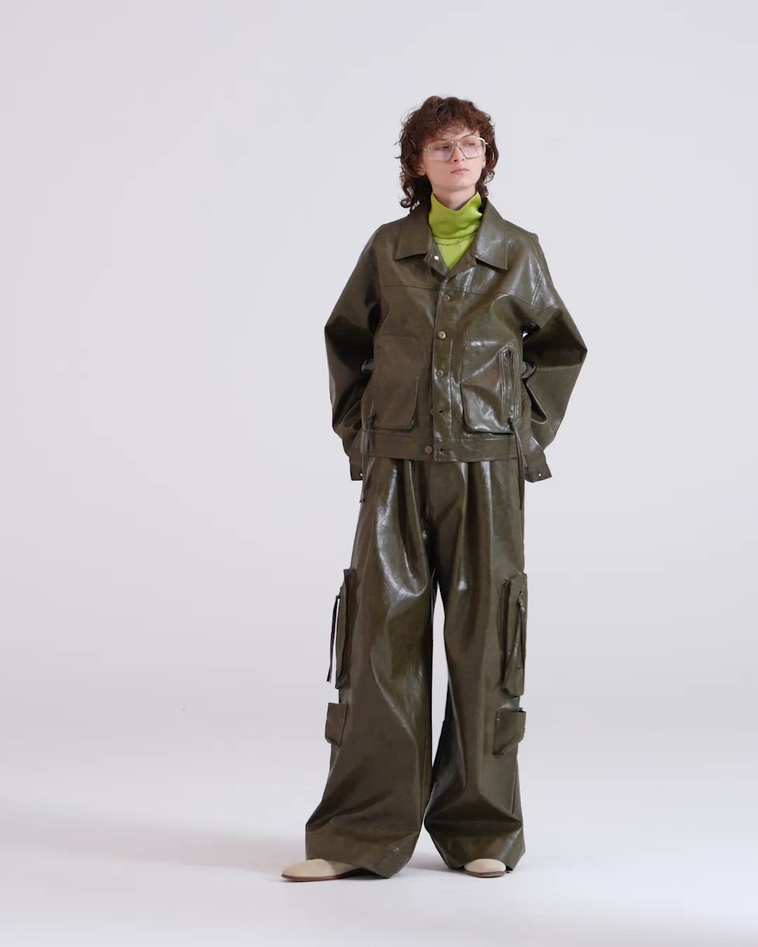 Vintage like military short jacket ( fake leather )/ヴィンテージ