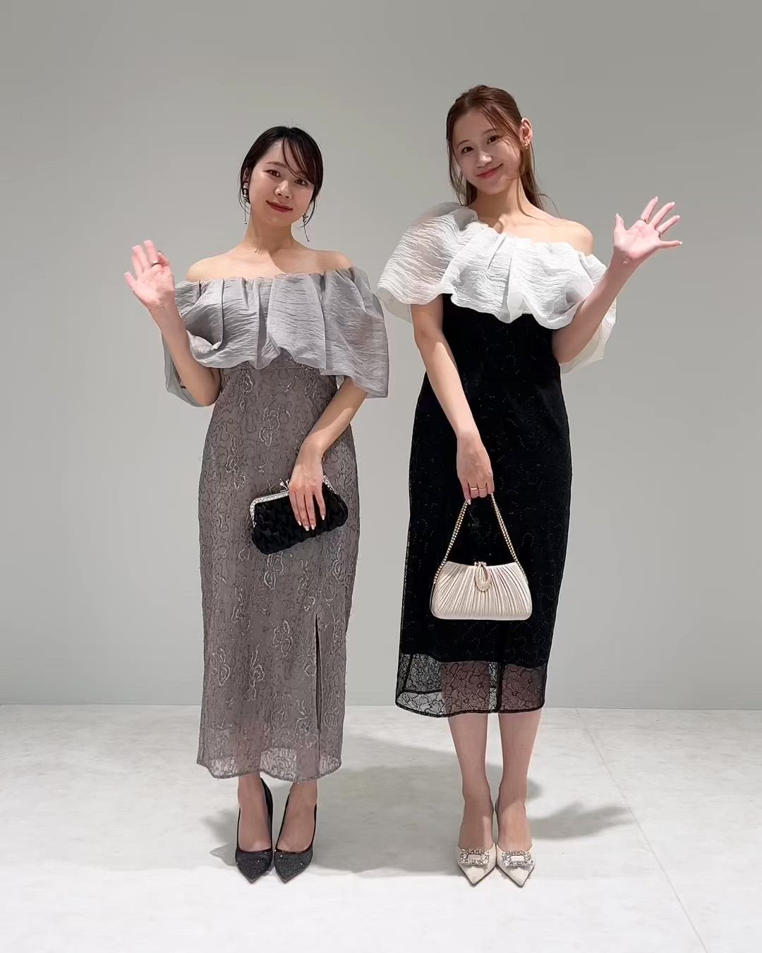 セール】【LEJA】2WAYオフショルダーパフスリーブスリットIライン