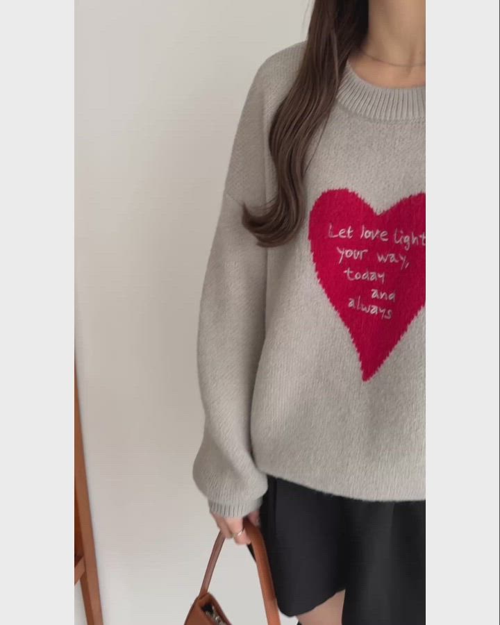 セール】メッセージ刺繍ハートニット（ニット/セーター）｜callautia