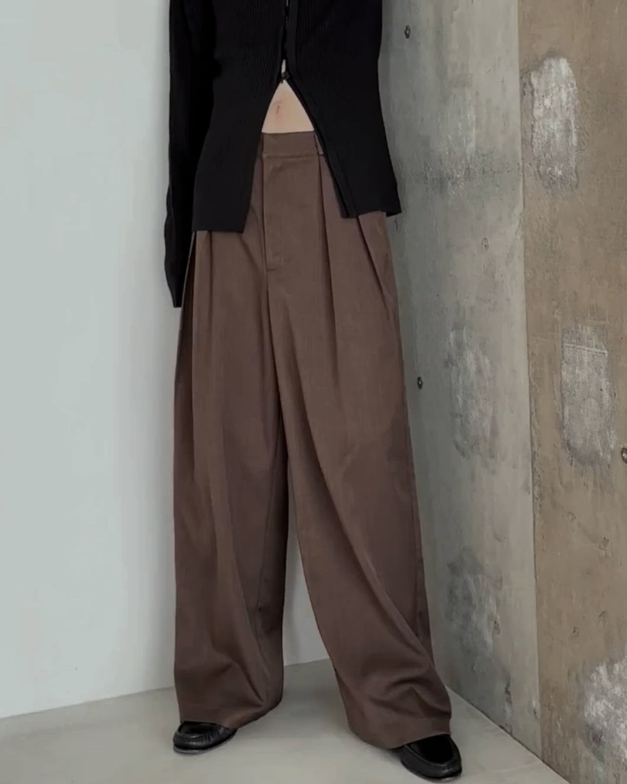 4size展開/セットアップ可】ダブルタックワイドスラックス（スラックス