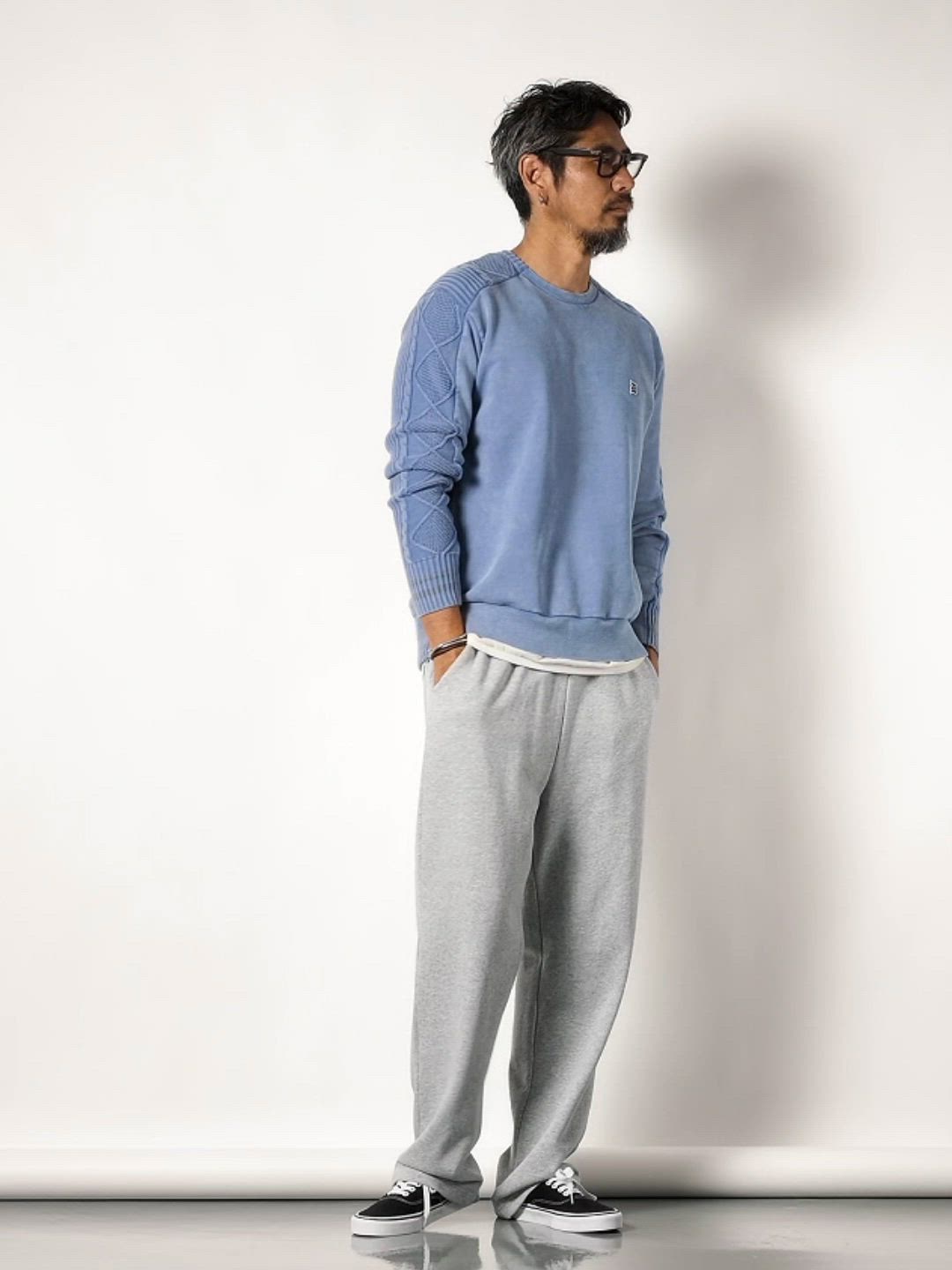 PIGMENT-DYE SWITCHING CREW TOPS：ピグメントダイ スウェット/アラン