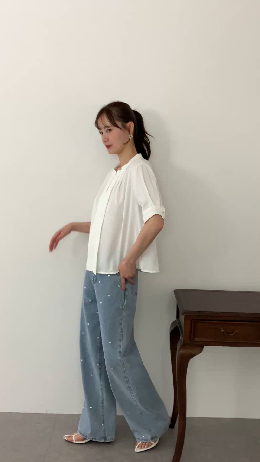 セール】2WAYフロントタック半袖ブラウス（シャツ/ブラウス