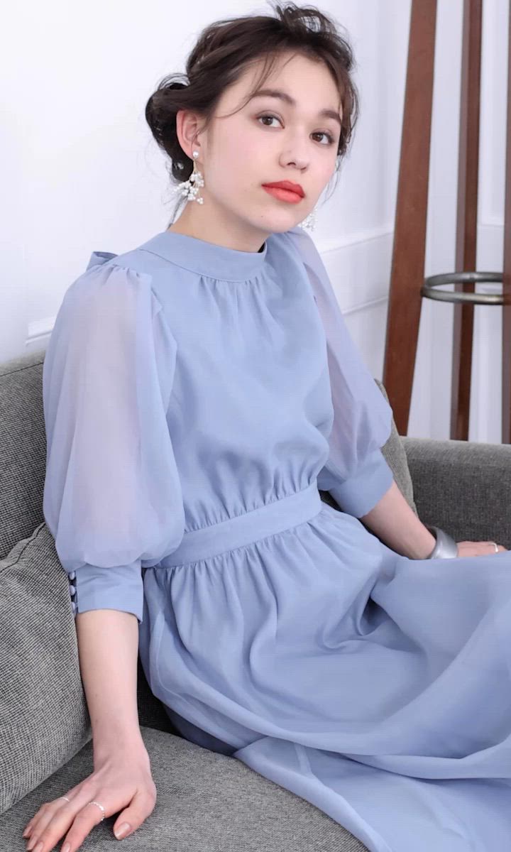 セール】ワンピース オーガンジー 結婚式 フォーマル パーティードレス