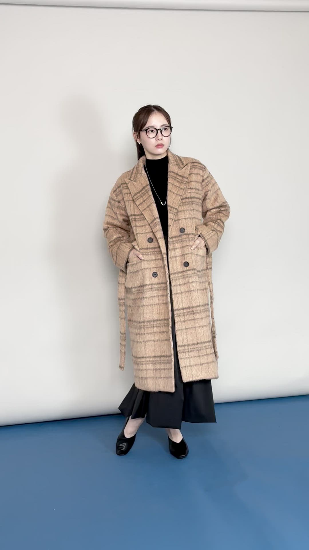 セール】チェックロングコート（ピーコート）｜J by blue（ジェイバイ