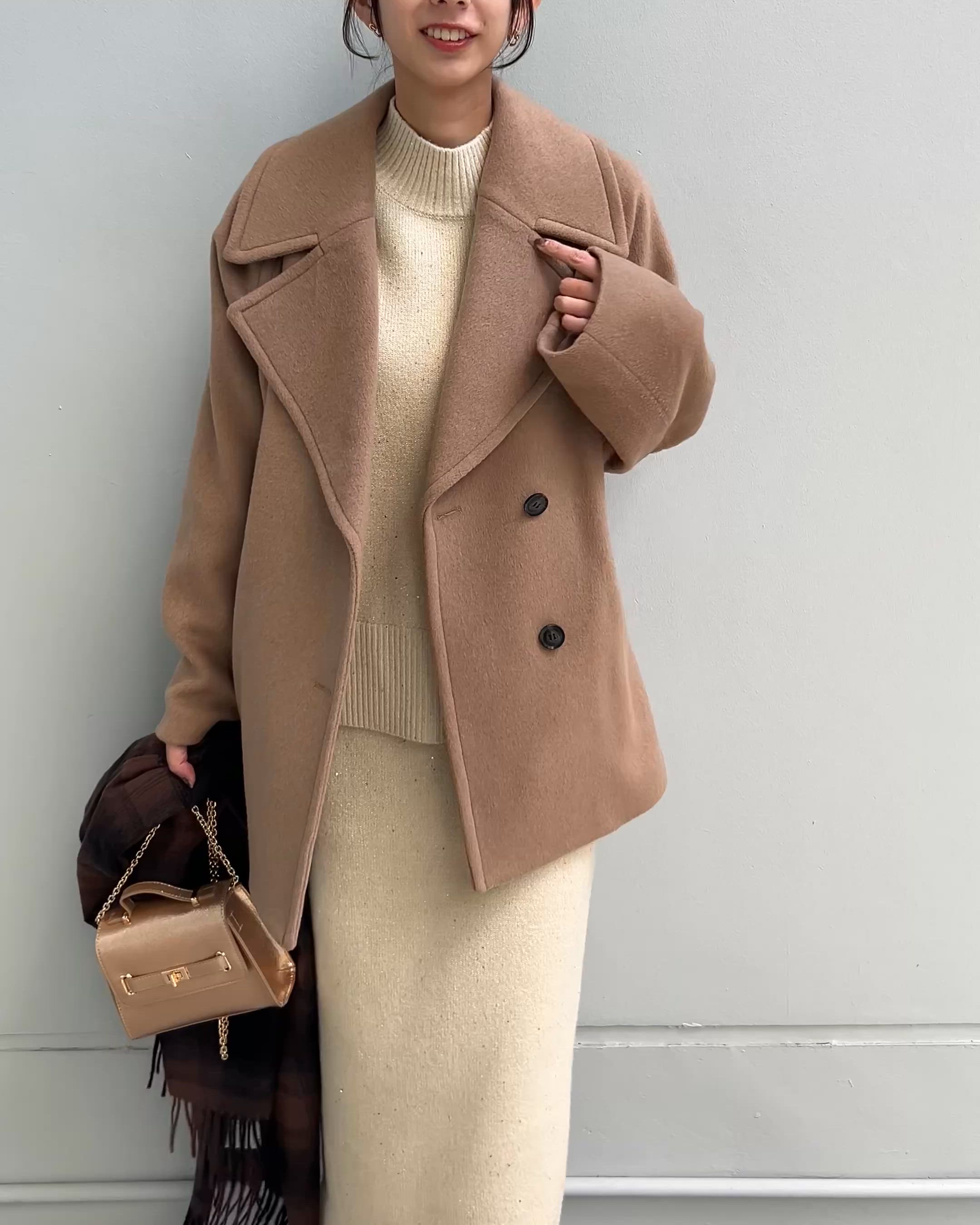 カシミヤブレンドウールミドルピーコート（ピーコート）｜OPAQUE.CLIP