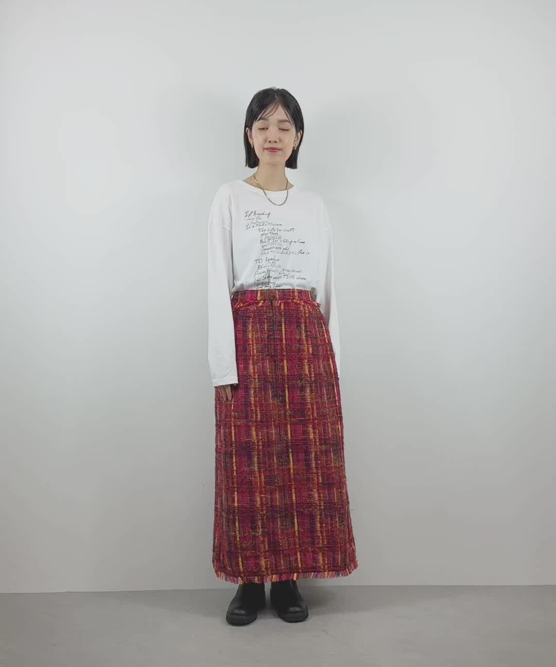 セール】ツィードチェック裾フリンジスカート（スカート）｜Gready