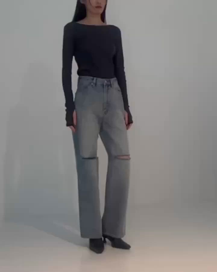 CLANE/クラネ】SLASH CUT DENIM PANTS/スラッシュカットデニムパンツ