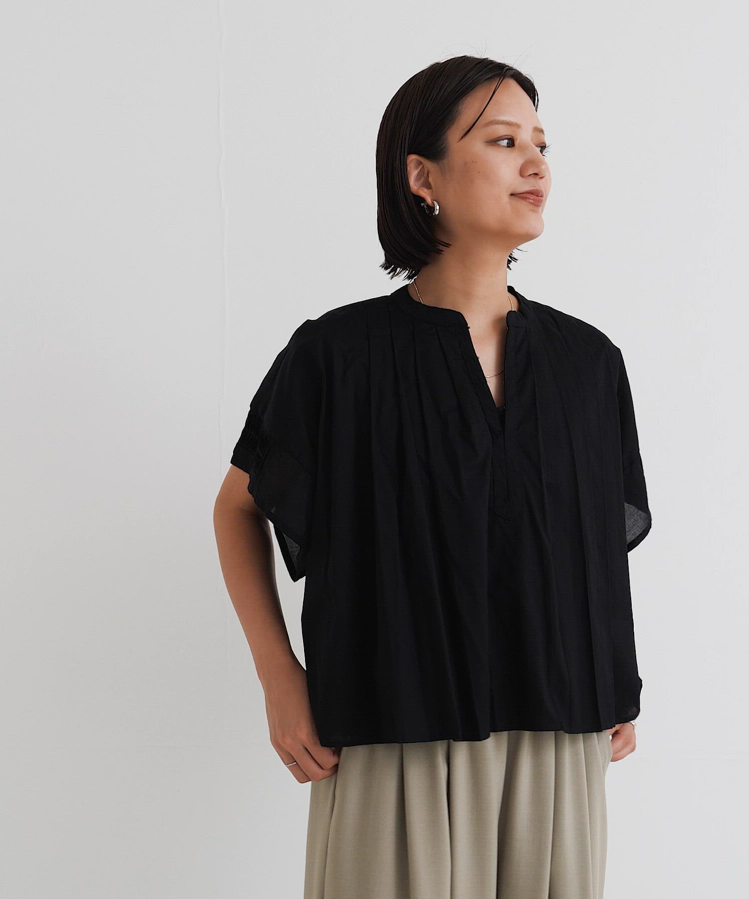 セール】ハーフスリーブタックショートシャツ（シャツ/ブラウス