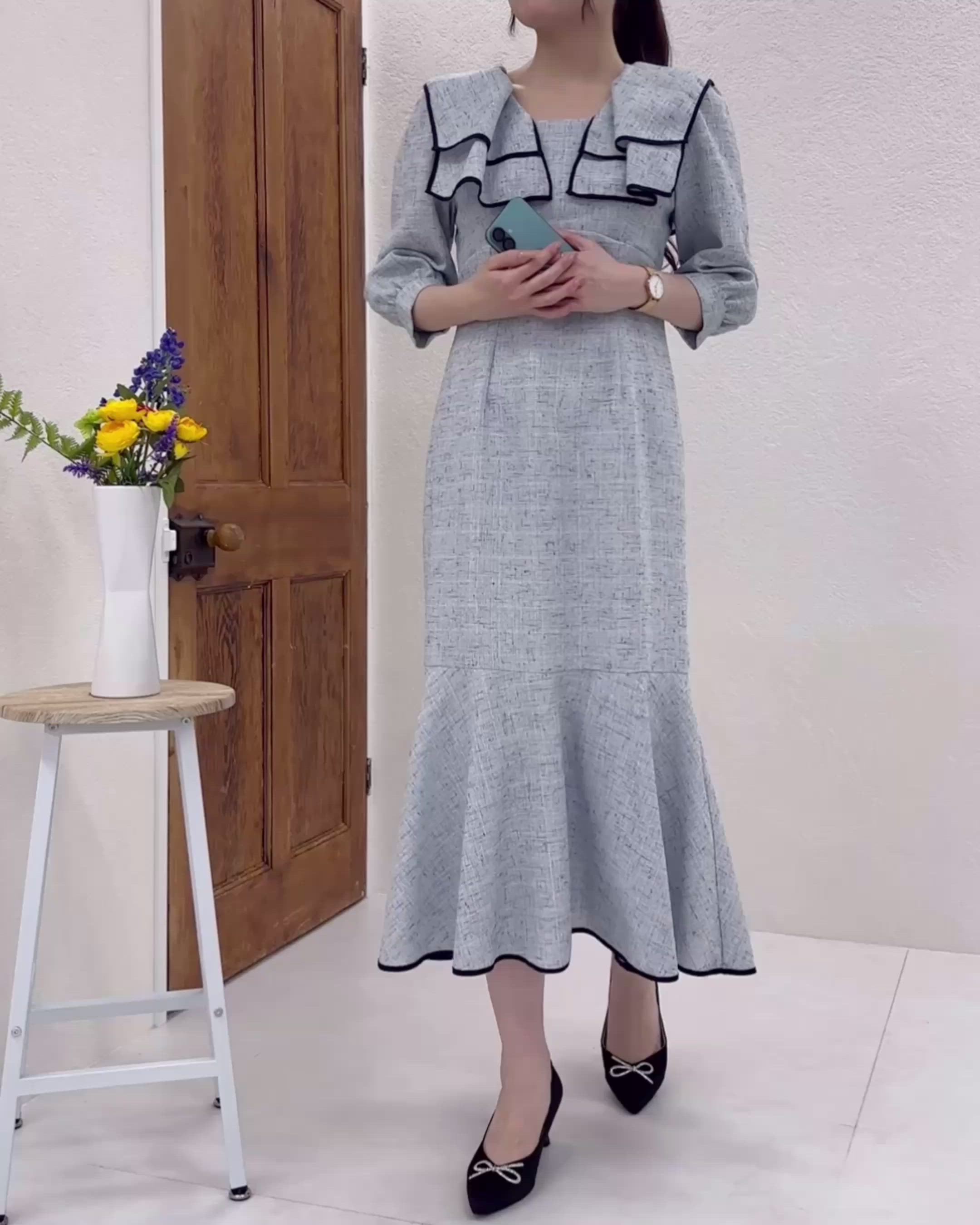 セール】2025春夏新作 ビッグカラーマーメイドワンピース（ワンピース