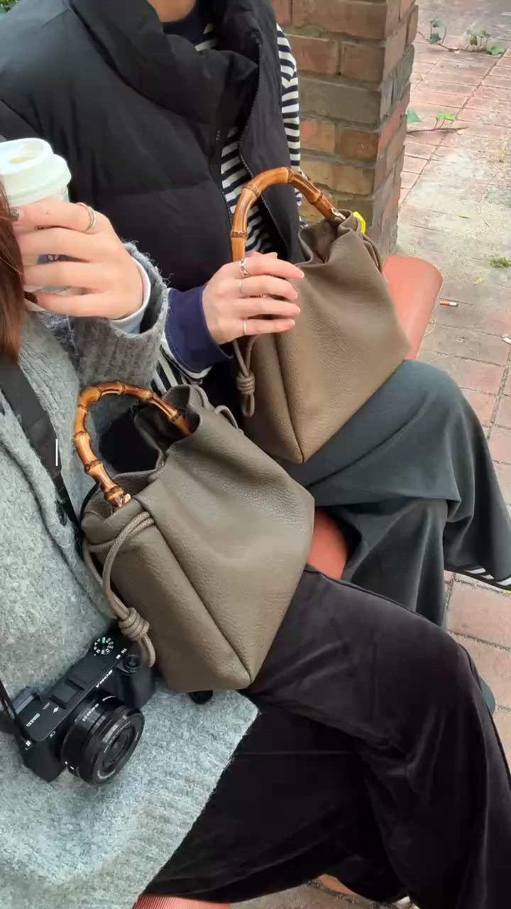 セール】バンブーハンドルドロストバッグ（ハンドバッグ）｜SHE HER