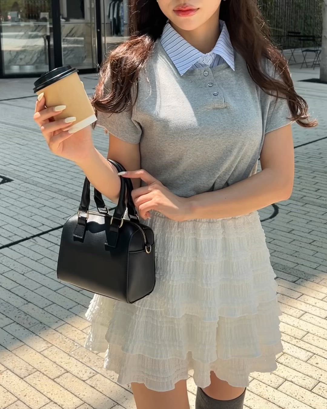 セール】バイカラーデザイン半袖レイヤードポロカットソー（Tシャツ