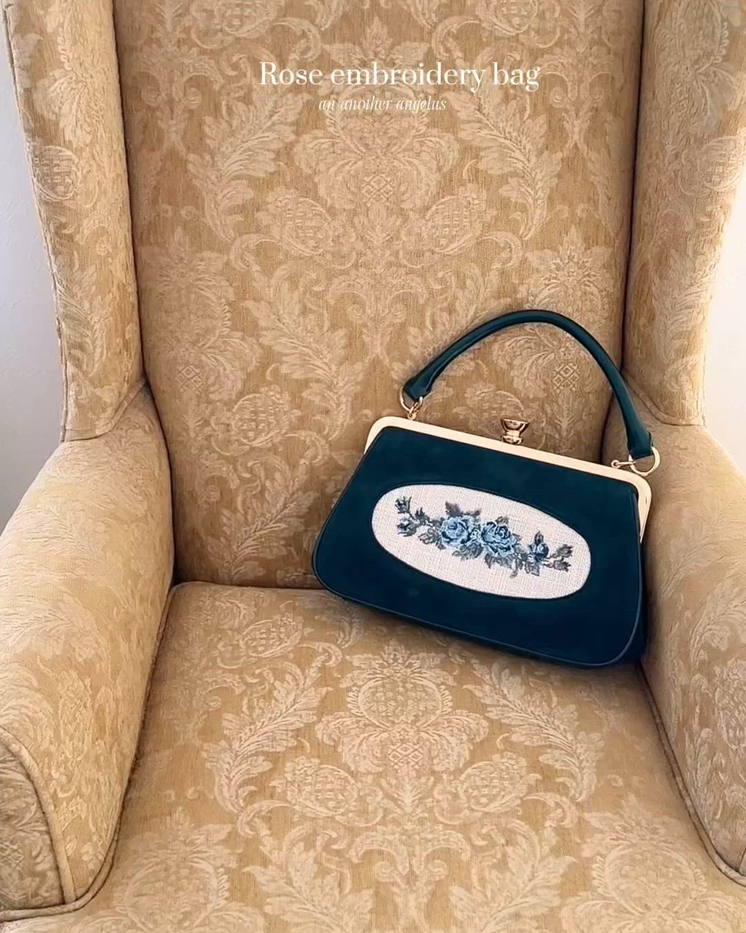 フレームローズ刺繍クロップドがま口バッグ/fint フィント