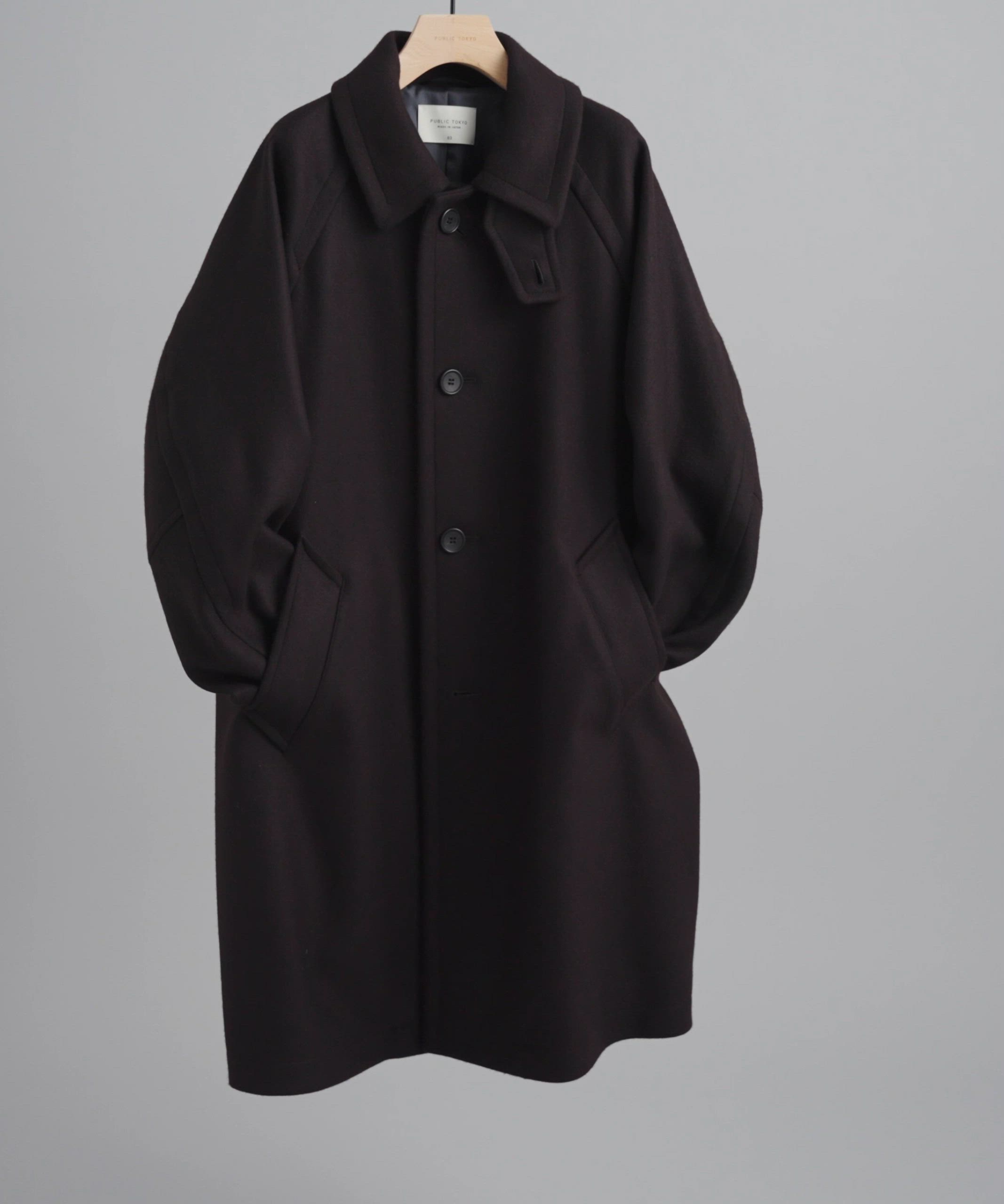 2way】Super140s メルトンオーバーサイズバルカラーコート（ステン