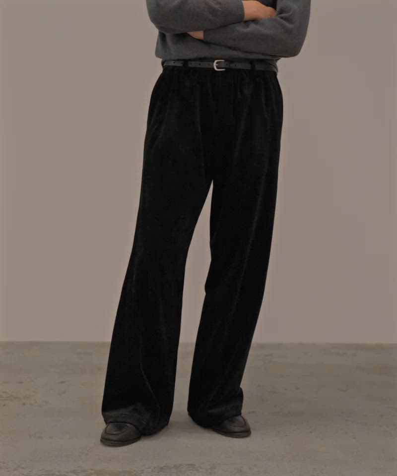 WASHED VELVET CURVE CUT WIDE PANTS（その他パンツ）｜WYM LIDNM