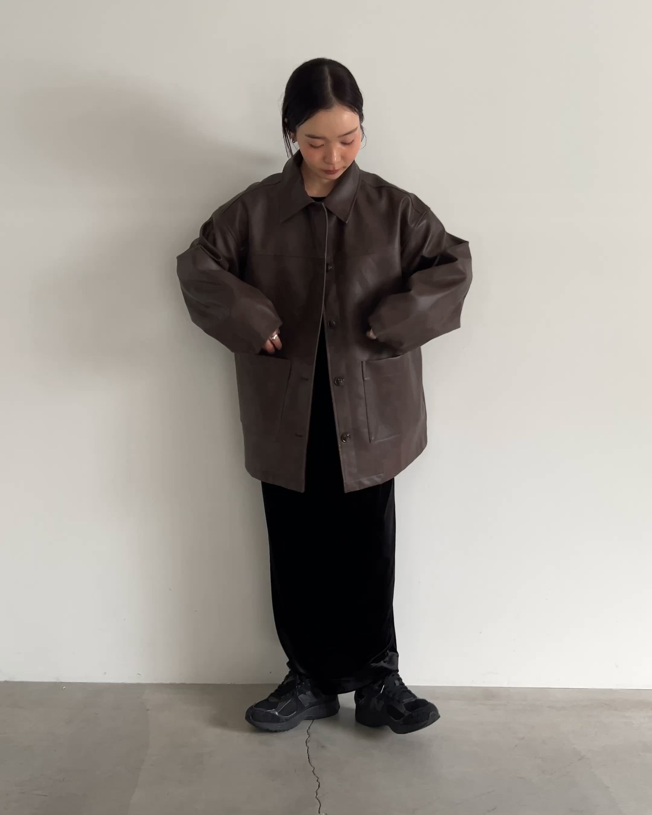 セール】ステンカラーフェイクレザージャケット（ステンカラーコート