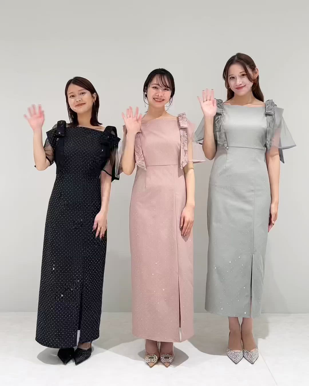 セール】【LEJA】2WAY花柄リボンドットストーンIラインドレス