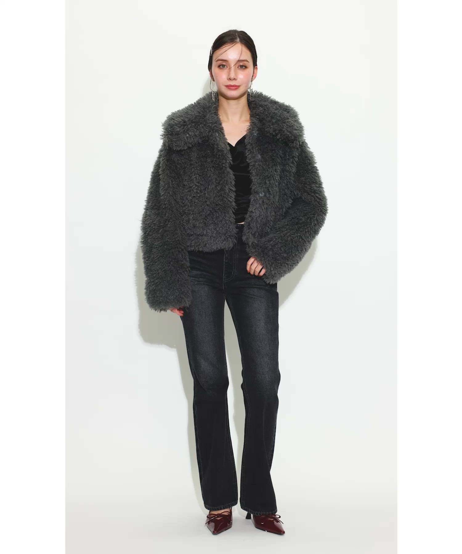 セール】ショート丈フェイクプードルファーブルゾン 秋服（ブルゾン