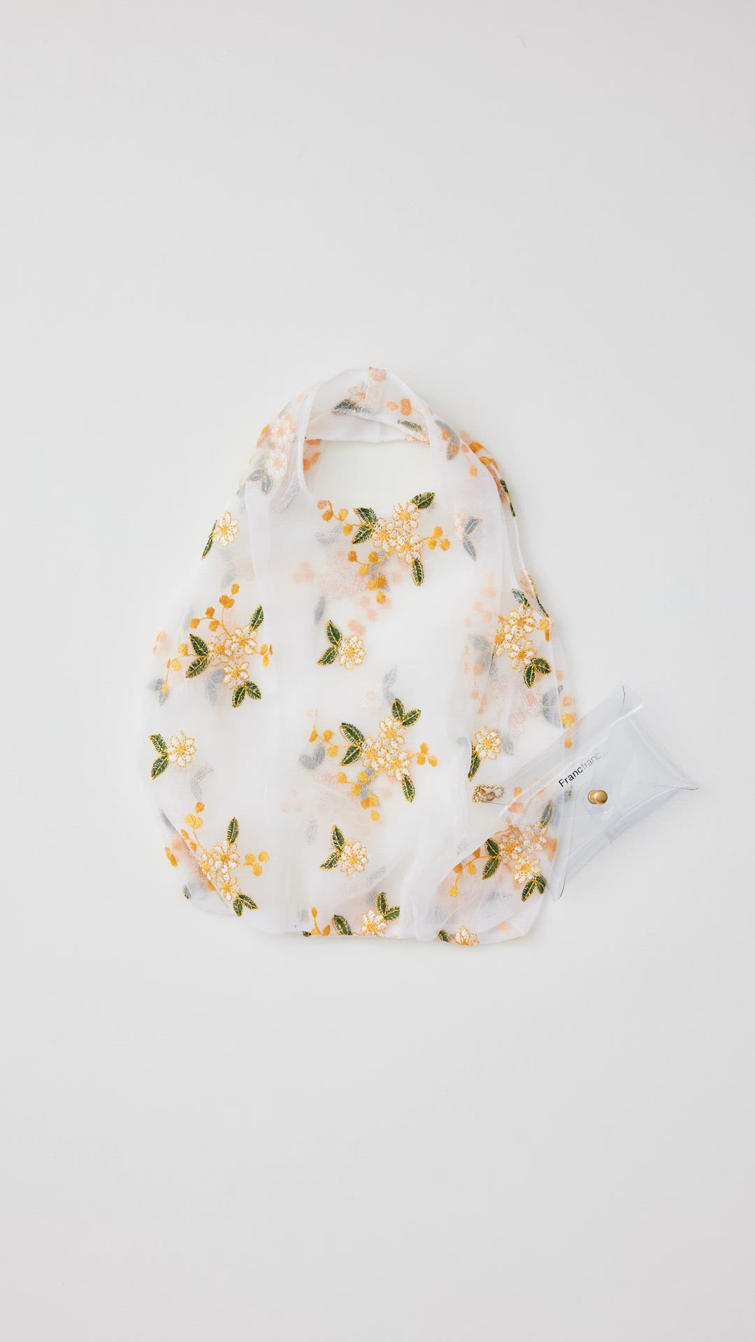 チュールバッグ ライトオレンジ×ライトブルー（エコバッグ/サブバッグ