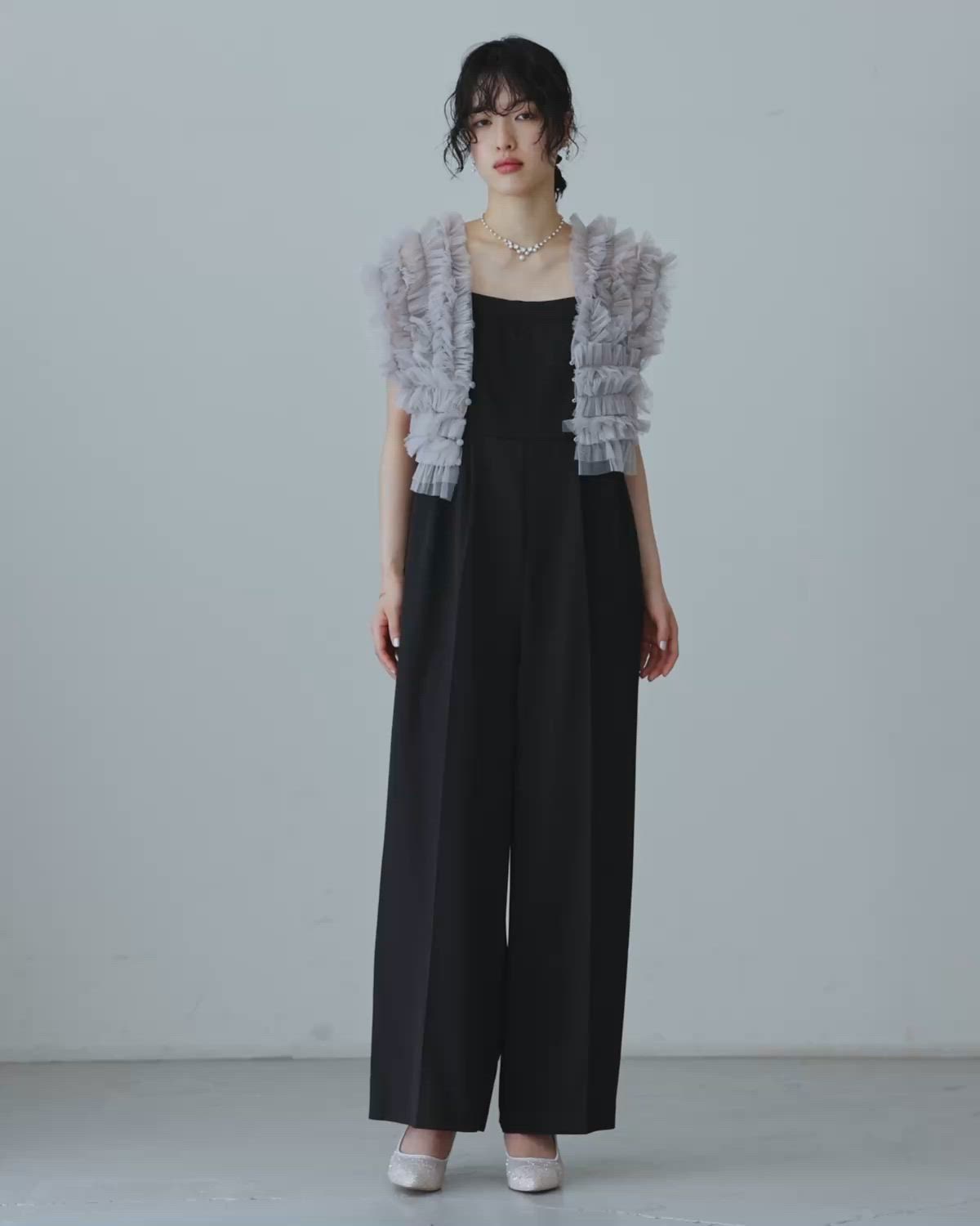 niana チュールベストオールインワンドレス パンツドレス ブラック　M niana（ニアナ） パンツドレス チュールベストオールインワンドレス