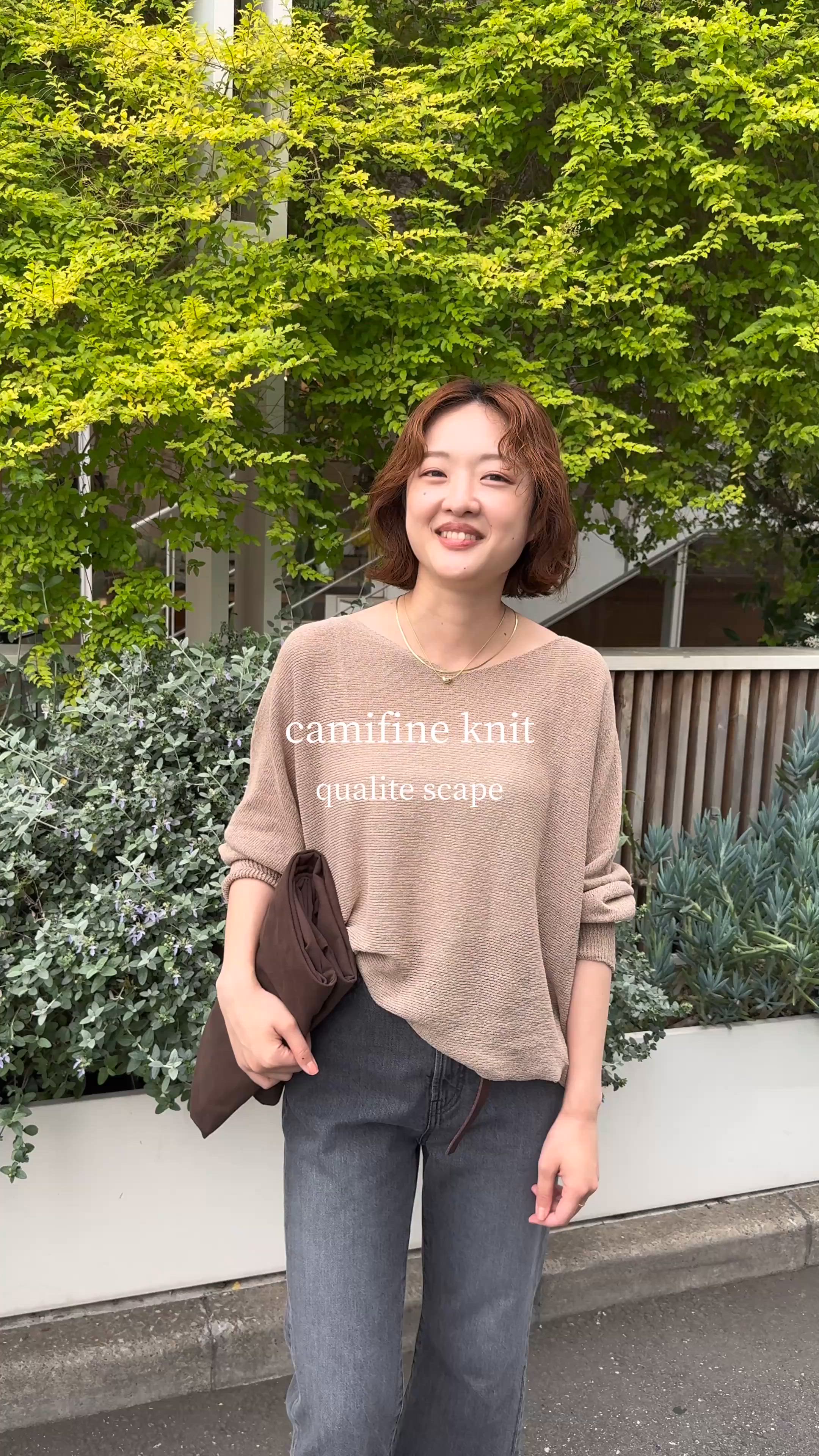 camifineニットプルオーバー/清涼感/洗える/和紙ニット/春服/オフィス 