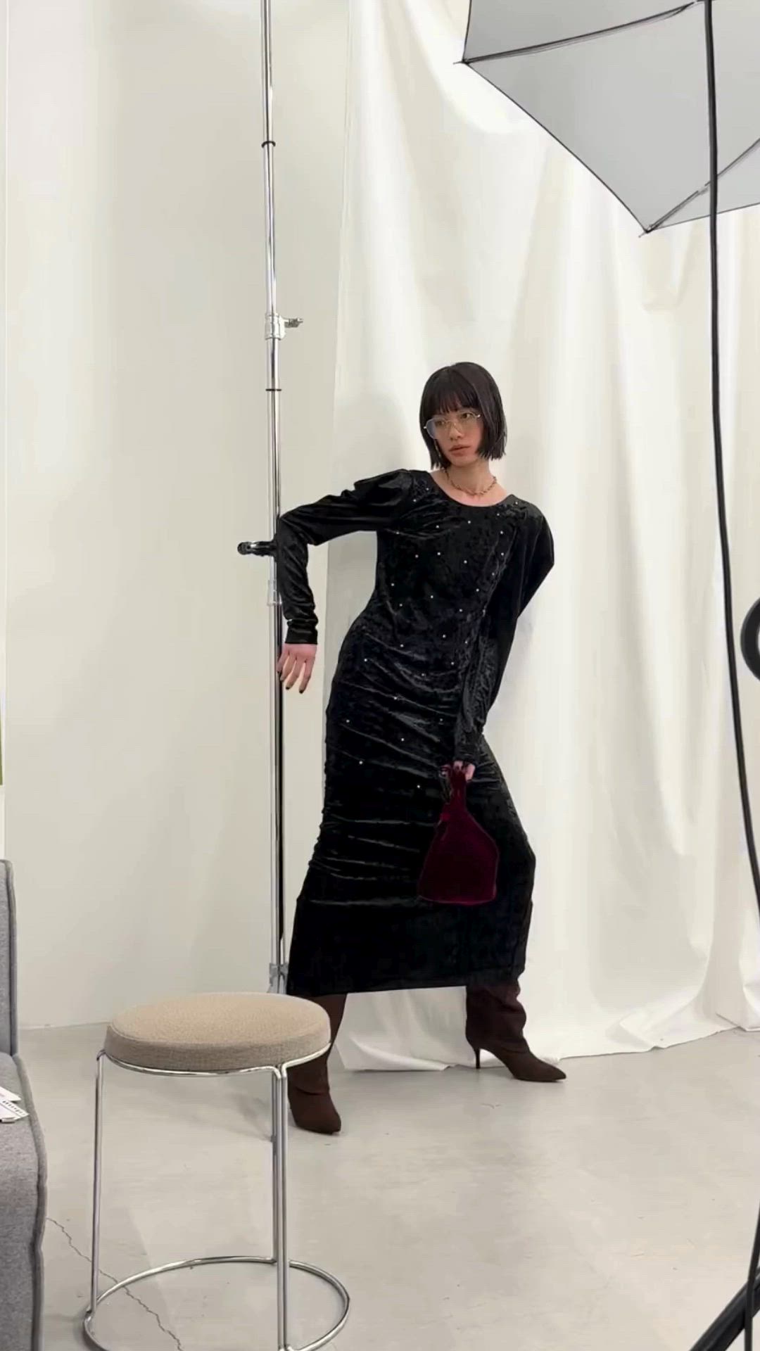 パールグロウベロアドレス / pearl glow velour dress（ドレス