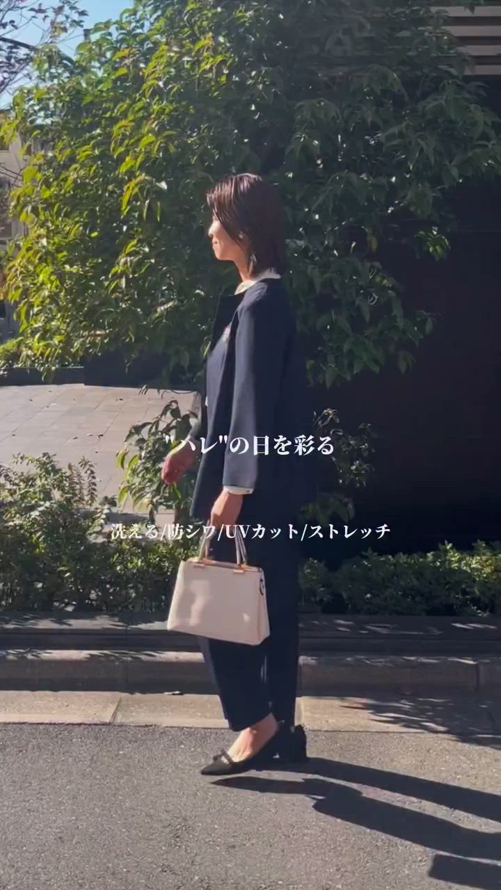 洗える・シワになりにくい》2点セット 正解 ノーカラージャケット