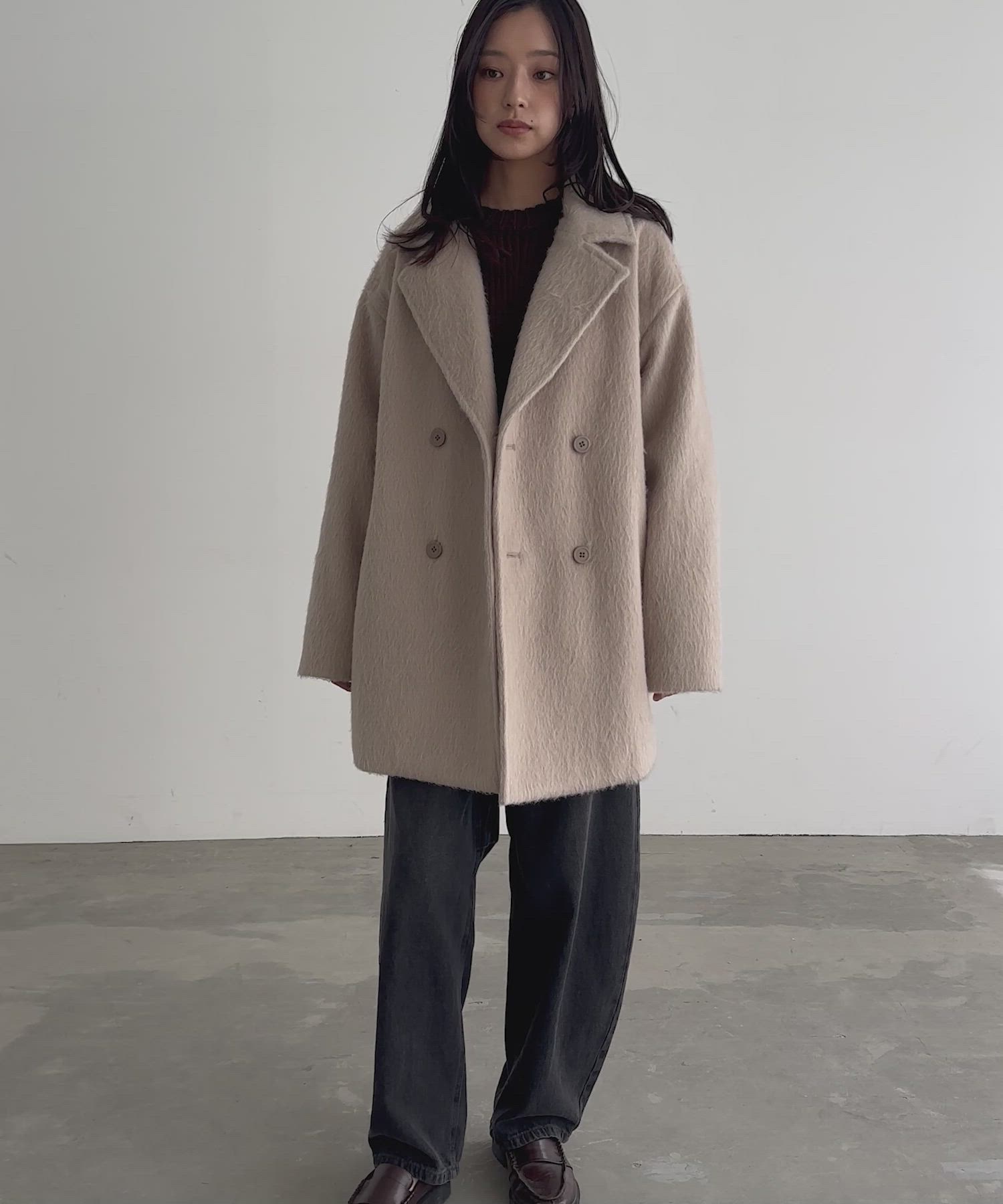 新色追加]シャギーハーフコート【サスティナブル】（ピーコート）｜for