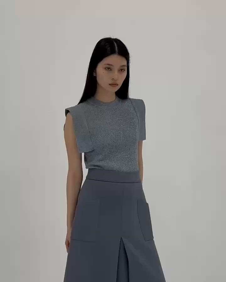 CLANE/クラネ】SQUARE SLEEVE KNIT TOPS/スクエアスリーブトップス