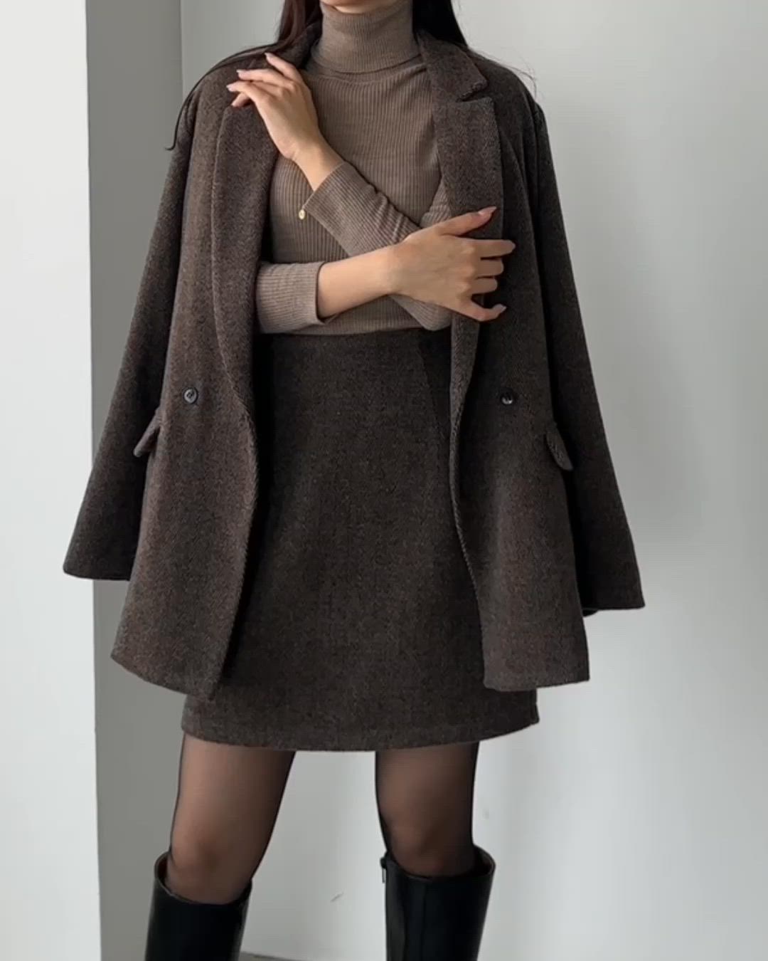 セール】ヘリンボーンテーラードジャケット＋ミニスカートSET