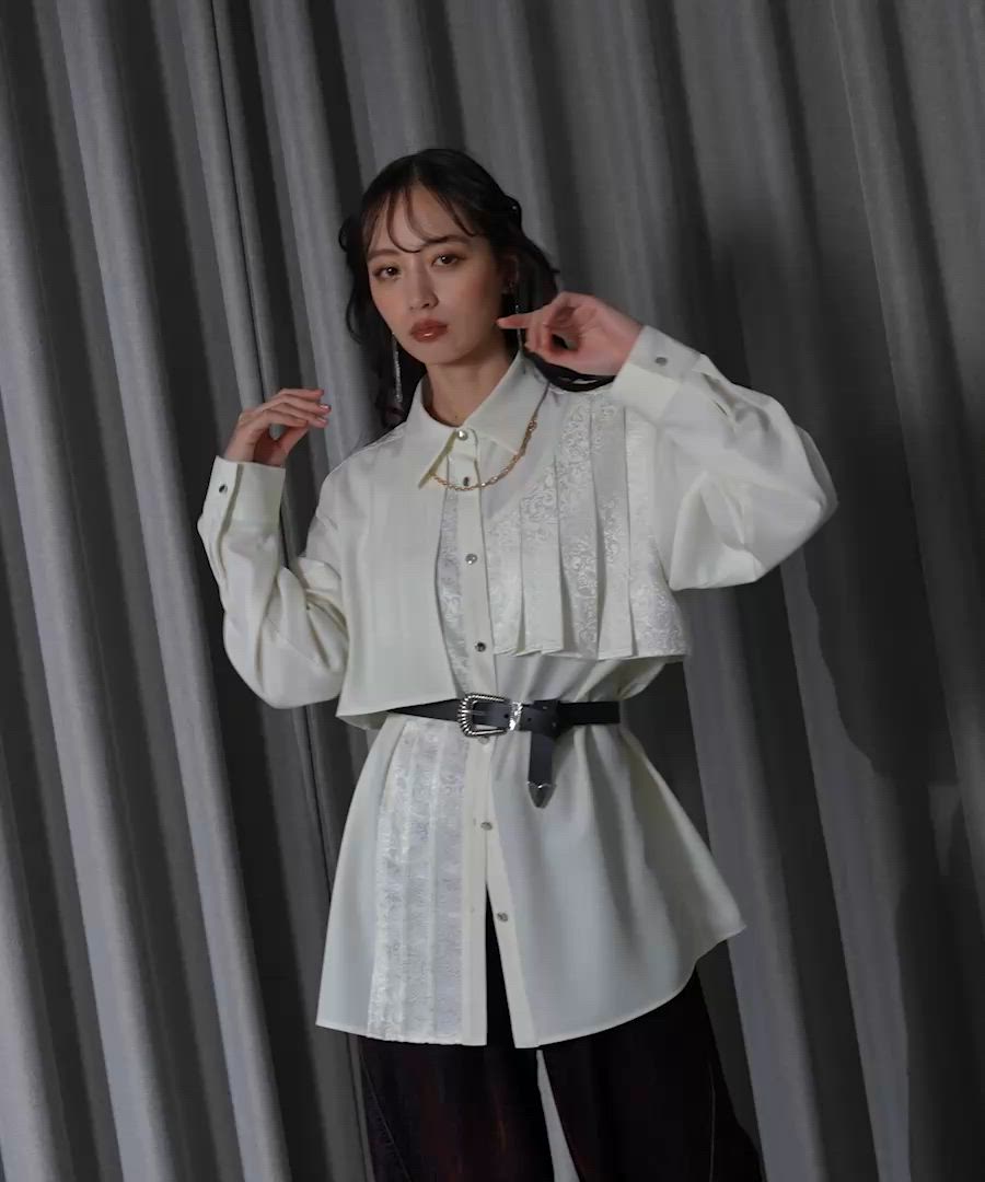 セール】ジャガードアシメプリーツシャツ(HARE)（シャツ/ブラウス